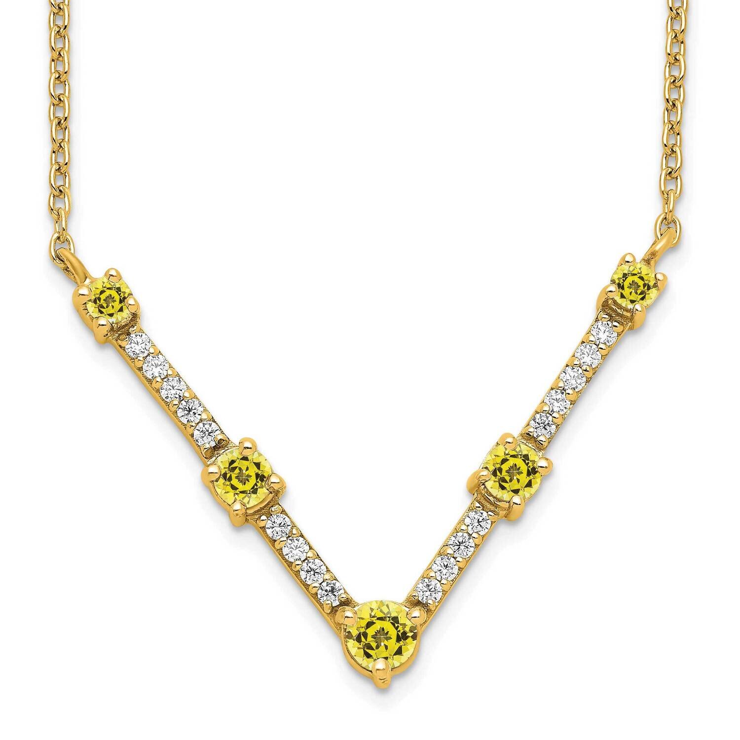 Created Yellow Sapphire Necklace 14k Gold Lab Grown Diamond PM7512-CYS-010-YLG, MPN: PM7512-CYS-010…
