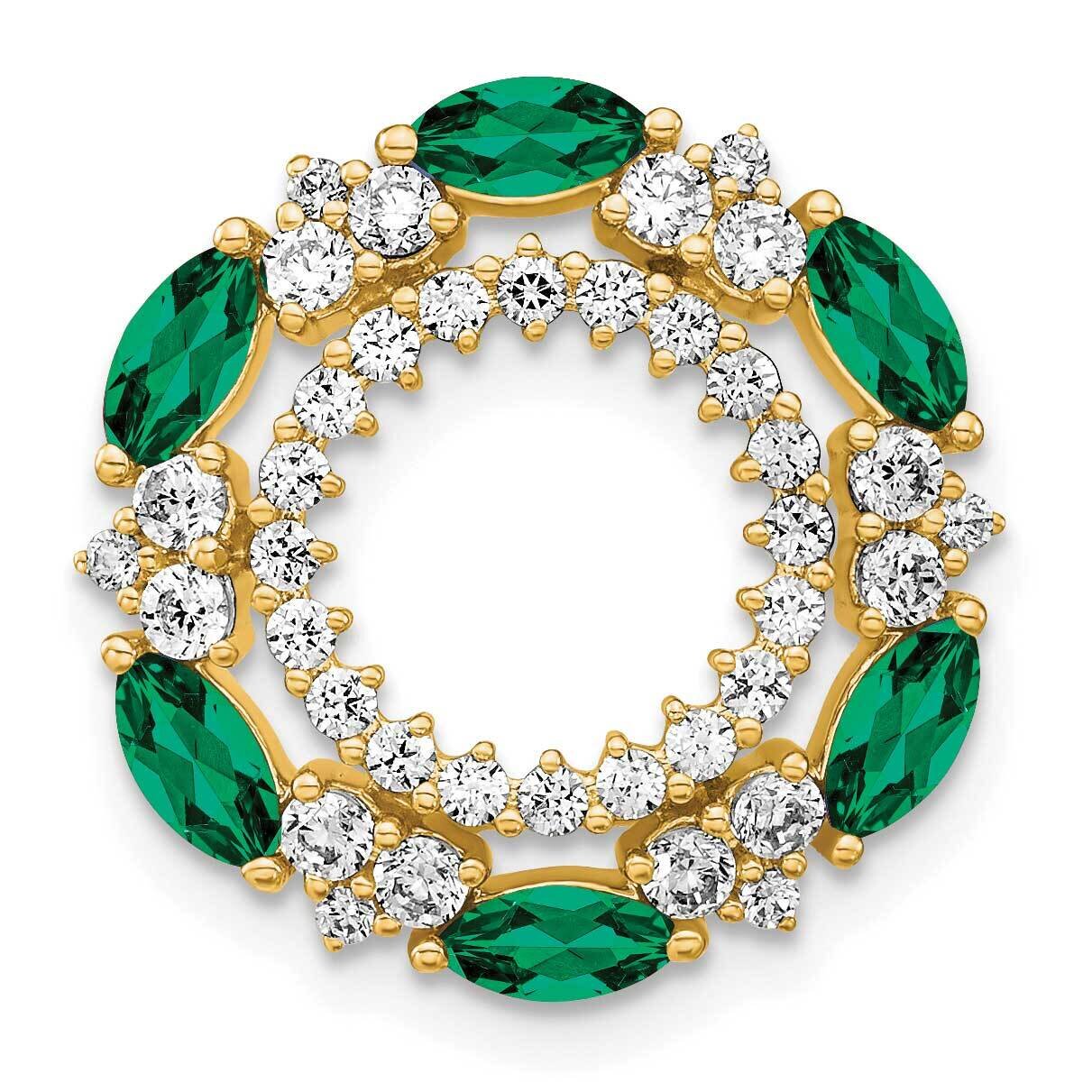 Created Emerald Pendant 14k Gold Lab Grown Diamond PM7513-CEM-065-YLG