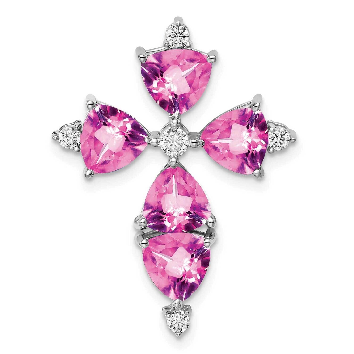 Created Pink Sapphire Pendant 14k White Gold Lab Grown Diamond PM7514-CPS-020-WLG, MPN: PM7514-CPS-…