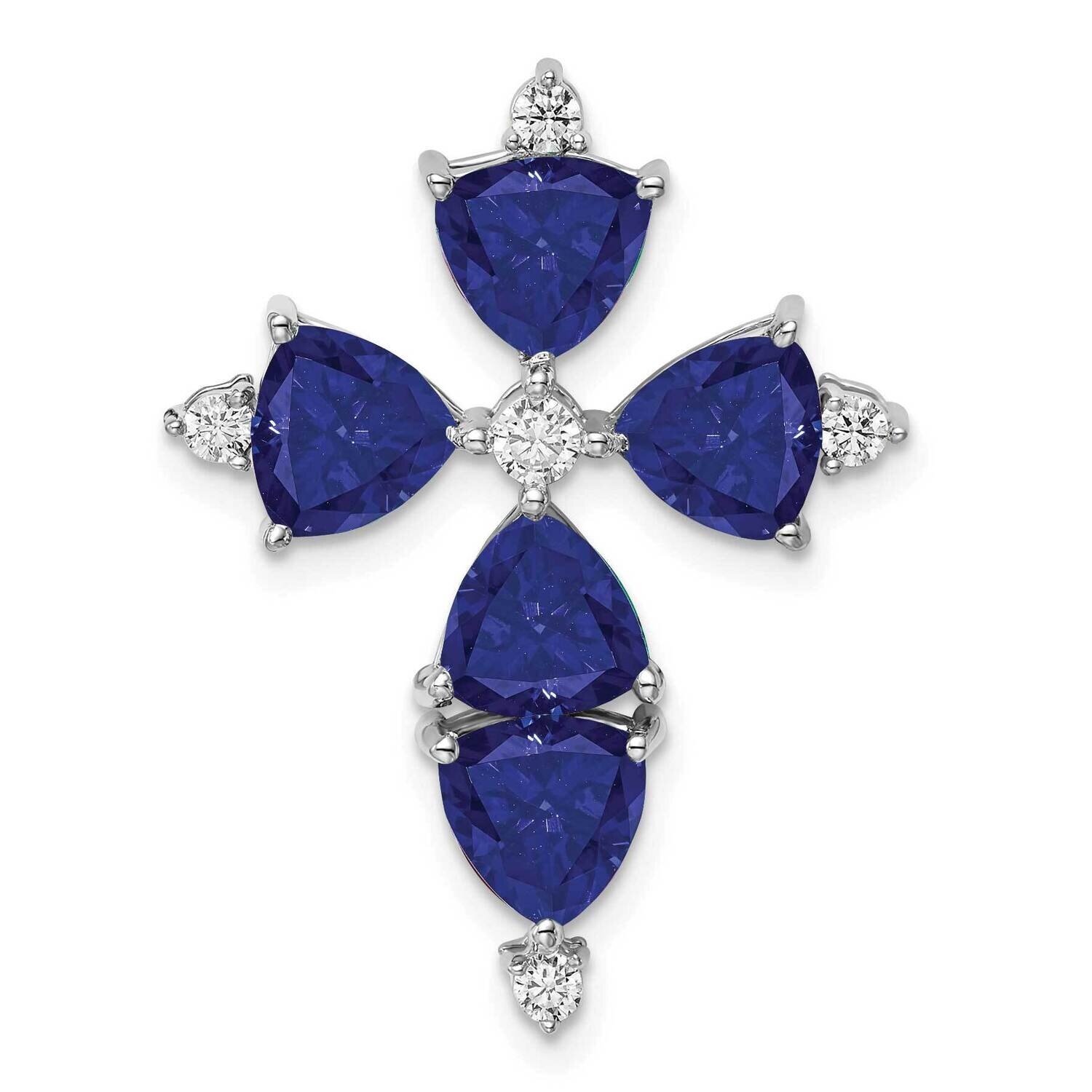 Created Blue Sapphire Pendant 14k White Gold Lab Grown Diamond PM7514-CSA-020-WLG, MPN: PM7514-CSA-…