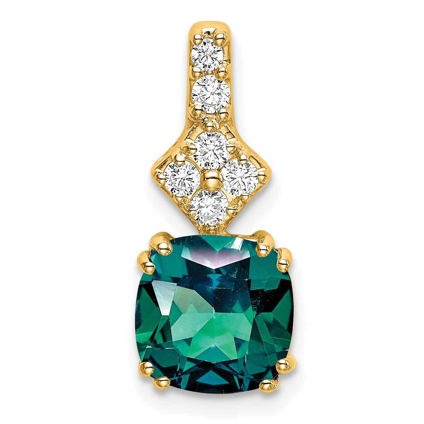 Created Alexandrite Pendant 14k Gold Lab Grown Diamond PM7515-CAX-020-YLG, MPN: PM7515-CAX-020-YLG,…