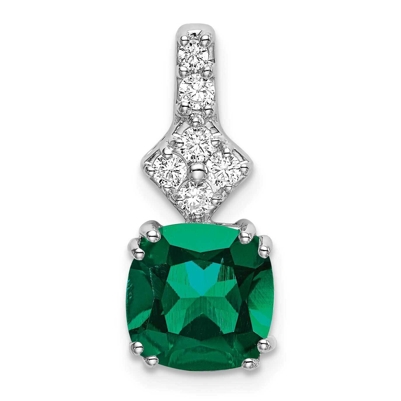 Created Emerald Pendant 14k White Gold Lab Grown Diamond PM7515-CEM-020-WLG, MPN: PM7515-CEM-020-WL…