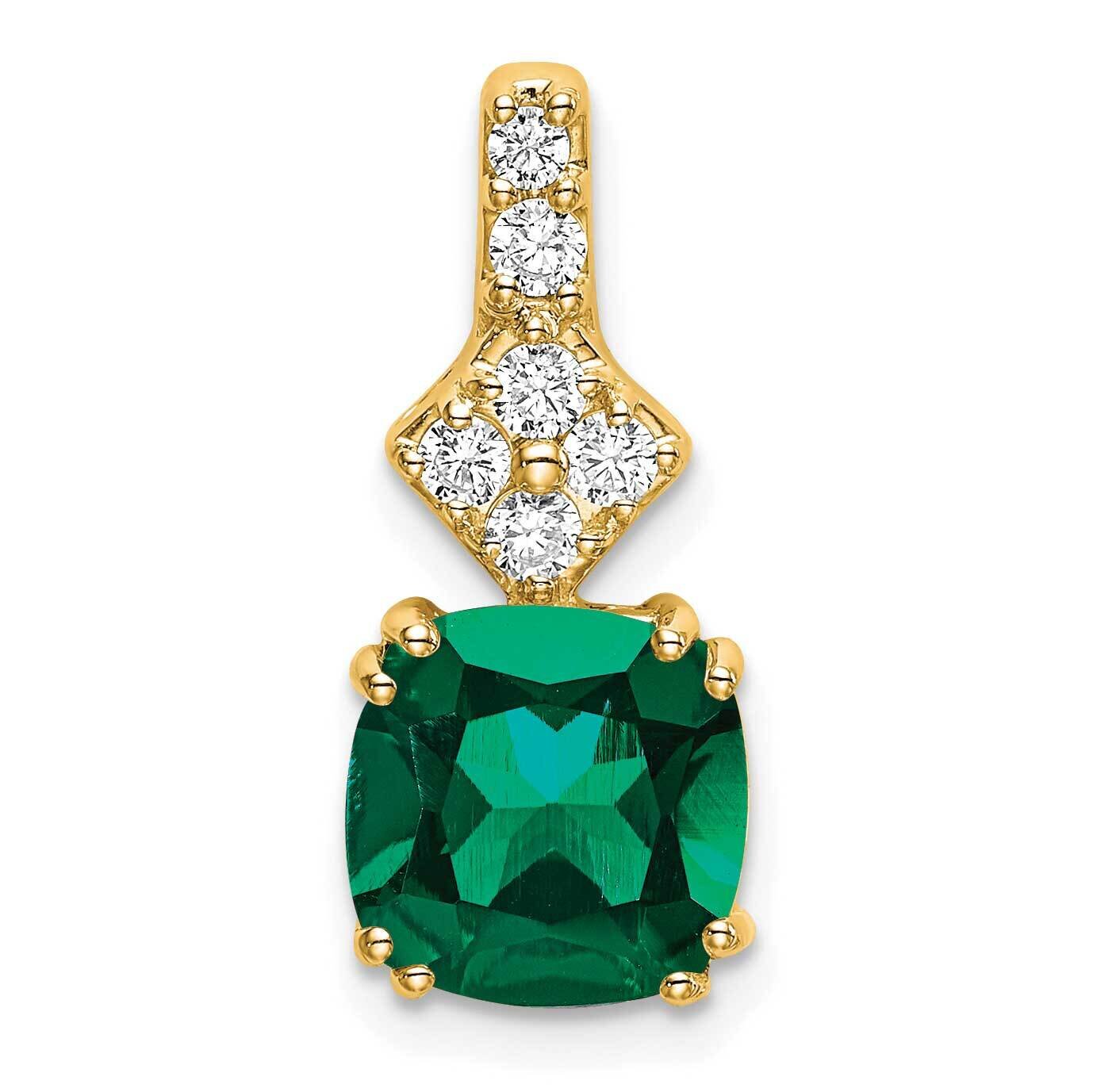 Created Emerald Pendant 14k Gold Lab Grown Diamond PM7515-CEM-020-YLG, MPN: PM7515-CEM-020-YLG, 883…