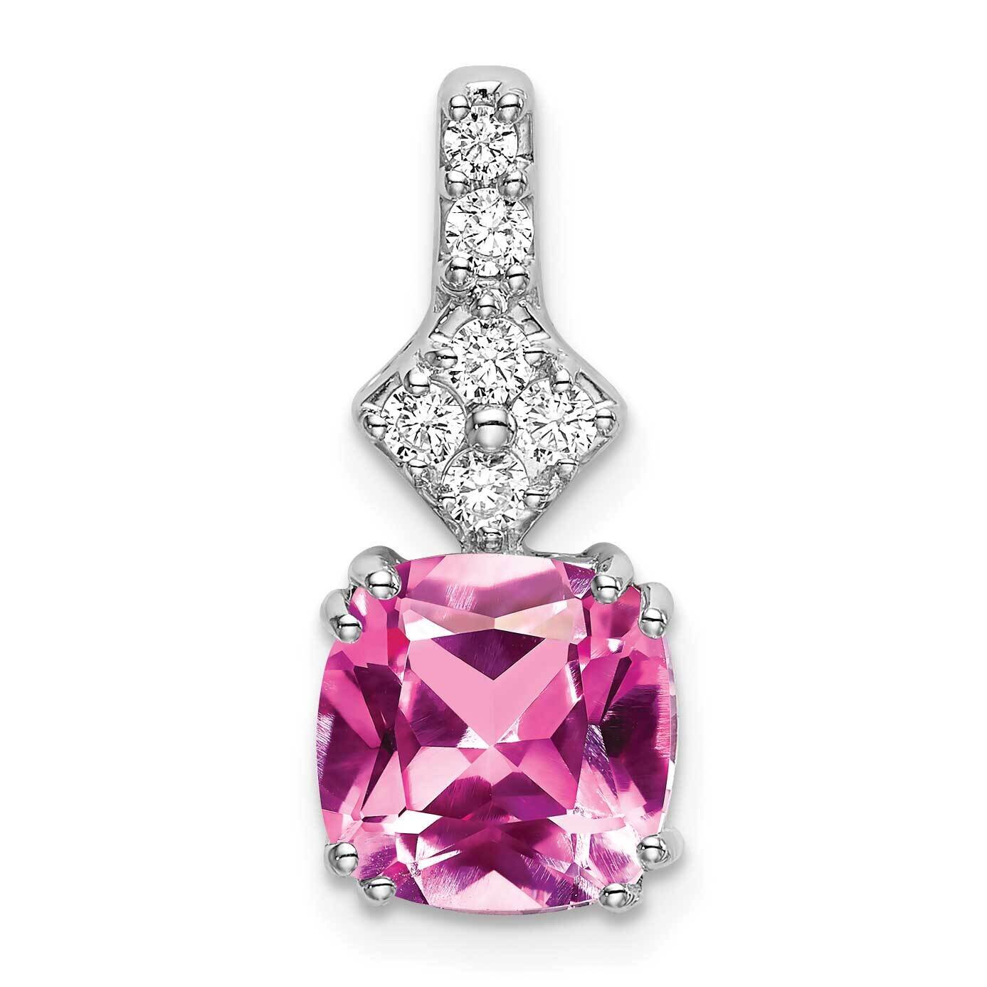 Created Pink Sapphire Pendant 14k White Gold Lab Grown Diamond PM7515-CPS-020-WLG, MPN: PM7515-CPS-…