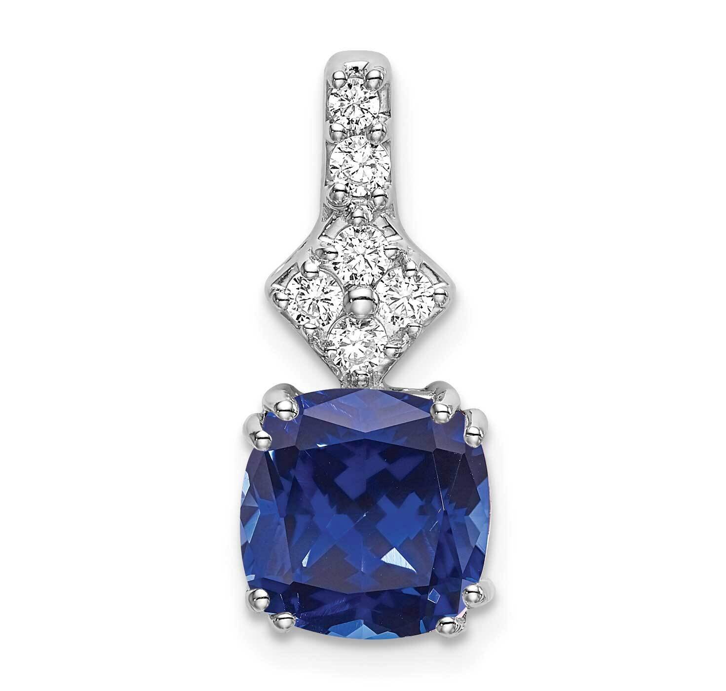 Created Blue Sapphire Pendant 14k White Gold Lab Grown Diamond PM7515-CSA-020-WLG, MPN: PM7515-CSA-…