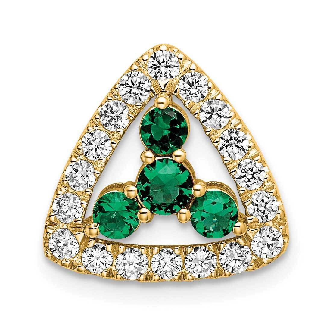 Si1/Si2, G H I, Lab Crtd Emerald Triangle Pendant 14k Gold Lab Grown Diamond PM7932-CEM-045-YLG, MP…