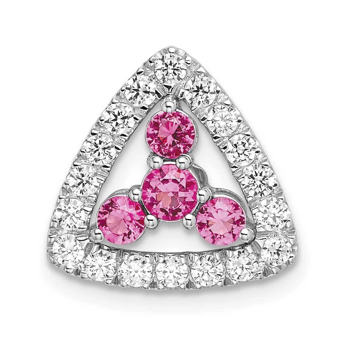 Si1/Si2, G H I, Lab Crtd Pnk Sapph Triangle Pendant 14k White Gold Lab Grown Diamond PM7932-CPS-045…