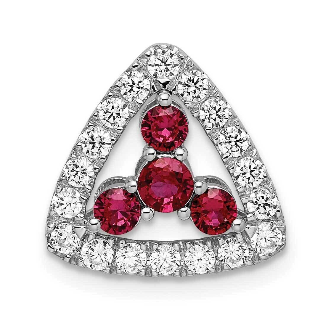 Si1/Si2, G H I, Lab Crtd Ruby Triangle Pendant 14k White Gold Lab Grown Diamond PM7932-CRU-045-WLG,…