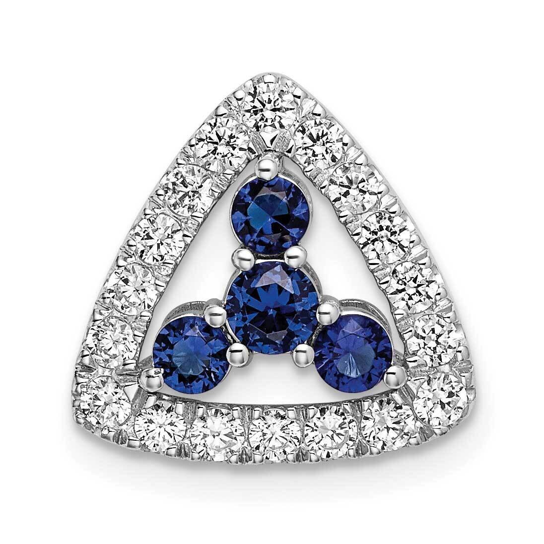 Si1/Si2, G H I, Lab Crtd Sapphire Triangle Pendant 14k White Gold Lab Grown Diamond PM7932-CSA-045-…