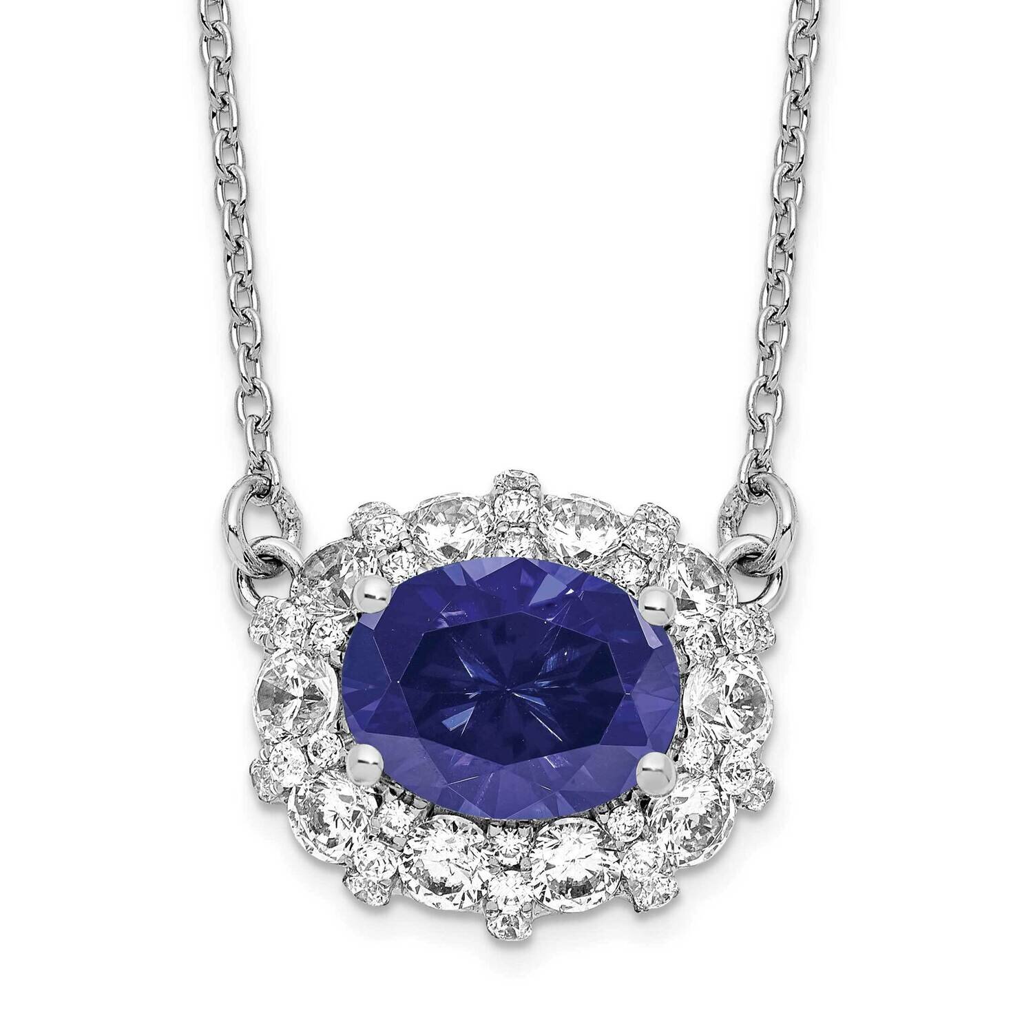 Si1/Si2, G H I, Lab Created Sapphire Necklace 14k White Gold Lab Grown Diamond PM7973-CSA-100-WLG