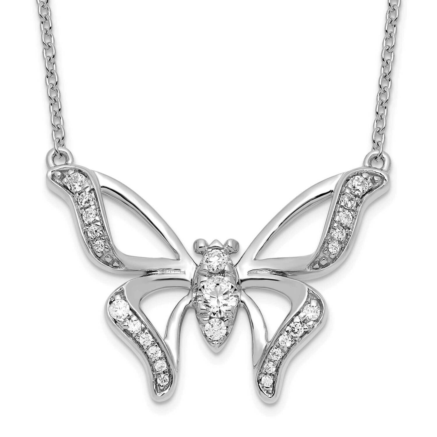 Si1/Si2, G H I, Small Butterfly Necklace 14k White Gold Lab Grown Diamond PM7974-026-WLG, MPN: PM79…