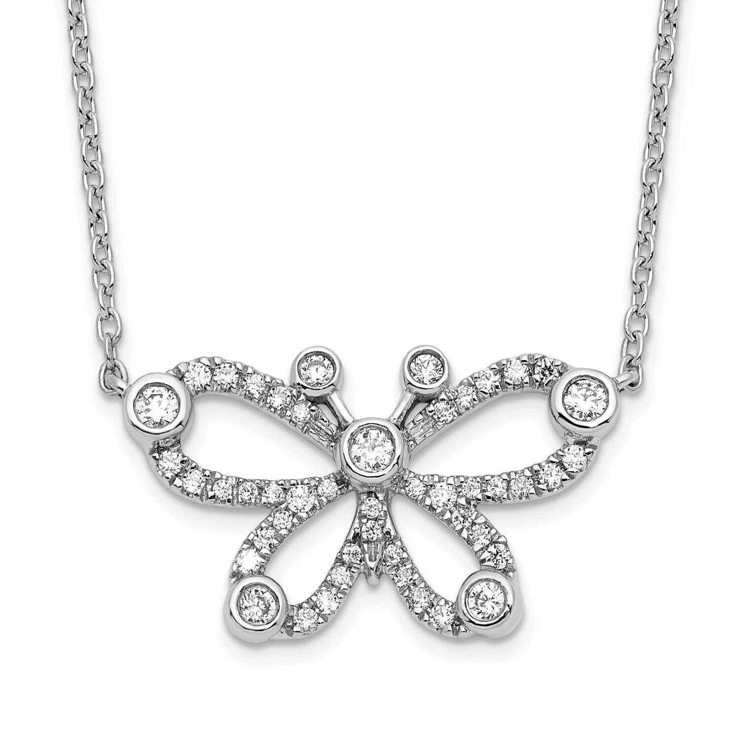 Si1/Si2, G H I, Butterfly Necklace 14k White Gold Lab Grown Diamond PM7975-027-WLG, MPN: PM7975-027…