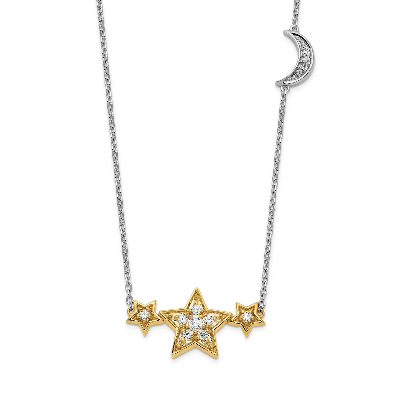 Si1/Si2, G H I, Stars with Moon Necklace 14k Two-tone Gold Lab Grown Diamond PM7976-022-WYLG, MPN: …