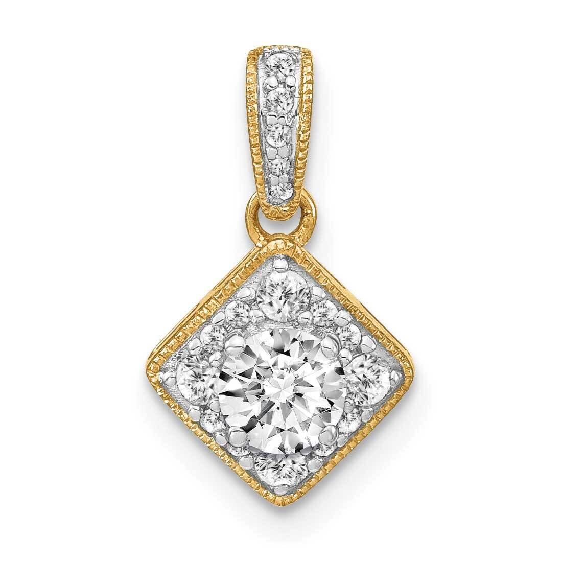 Si1/Si2, G H I, Complete Square Vintage Pendant 14k Gold Lab Grown Diamond PM7980-050-YLG, MPN: PM7…