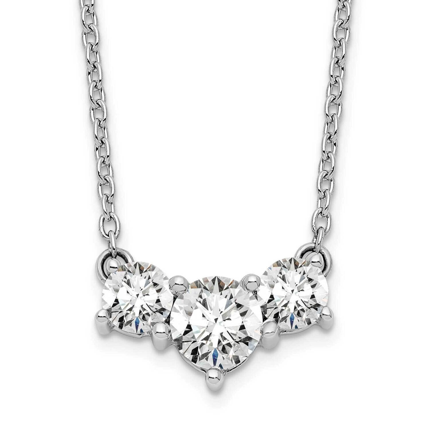 Si1/Si2, G H I, 3 Stone Necklace 14k White Gold Lab Grown Diamond PM7983-075-WLG, MPN: PM7983-075-W…