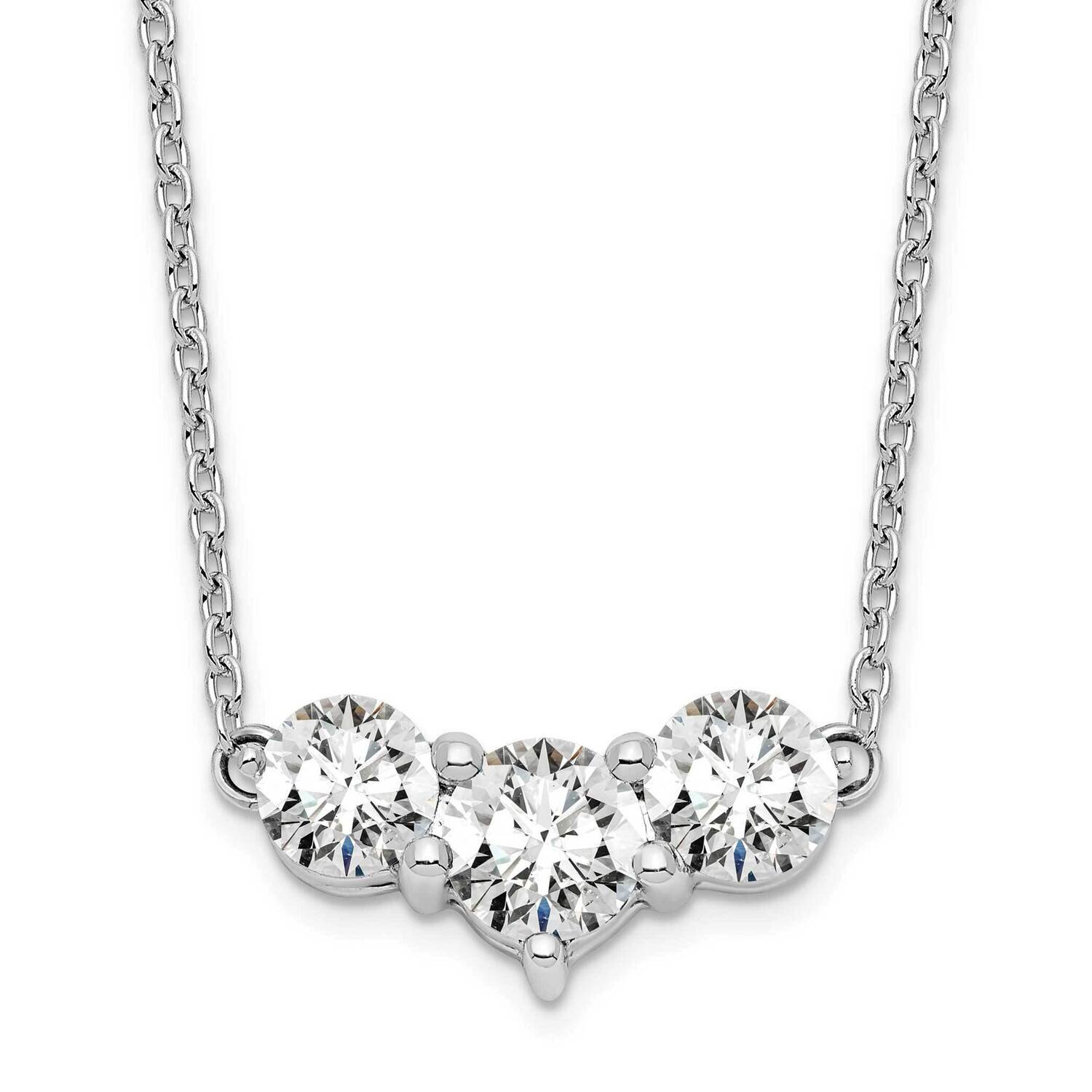 Si1/Si2, G H I, 3 Stone Necklace 14k White Gold Lab Grown Diamond PM7983-100-WLG, MPN: PM7983-100-W…
