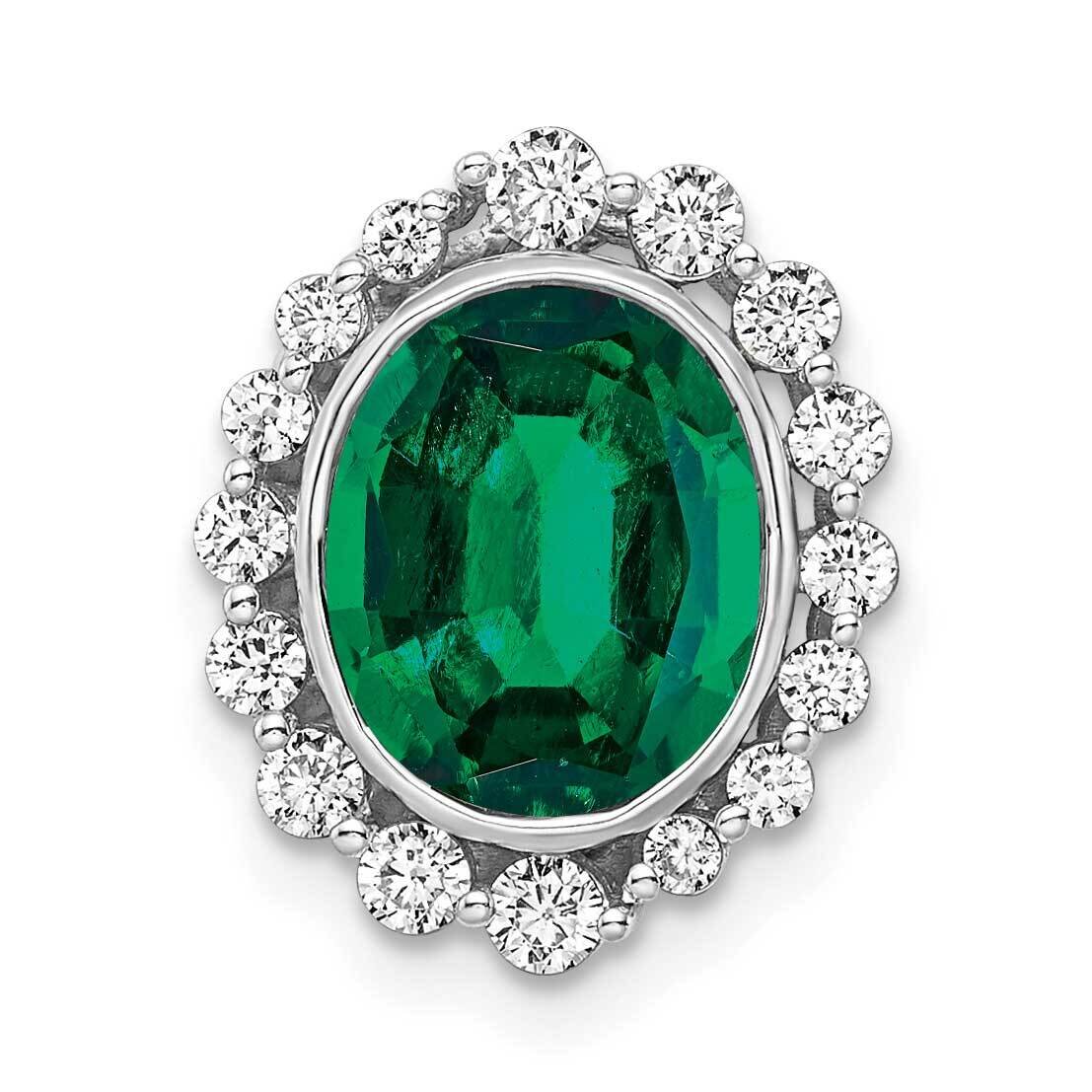 Si1/Si2, G H I, Lab Created Emerald Oval Pendant 14k White Gold Lab Grown Diamond PM7985-CEM-046-WL…