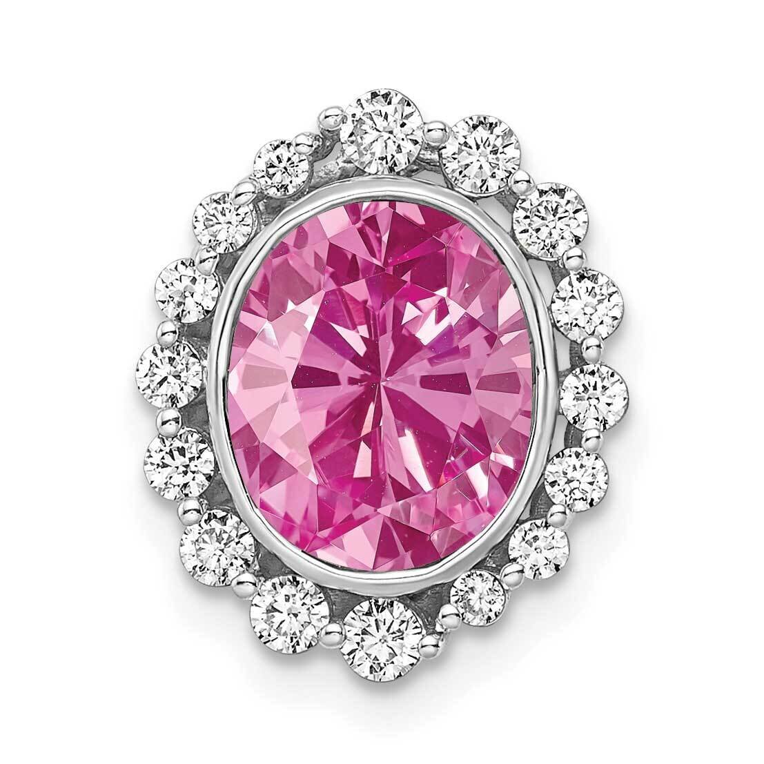 Si1/Si2, G H I, Lab Created Pink Sapph Oval Pendant 14k White Gold Lab Grown Diamond PM7985-CPS-046…