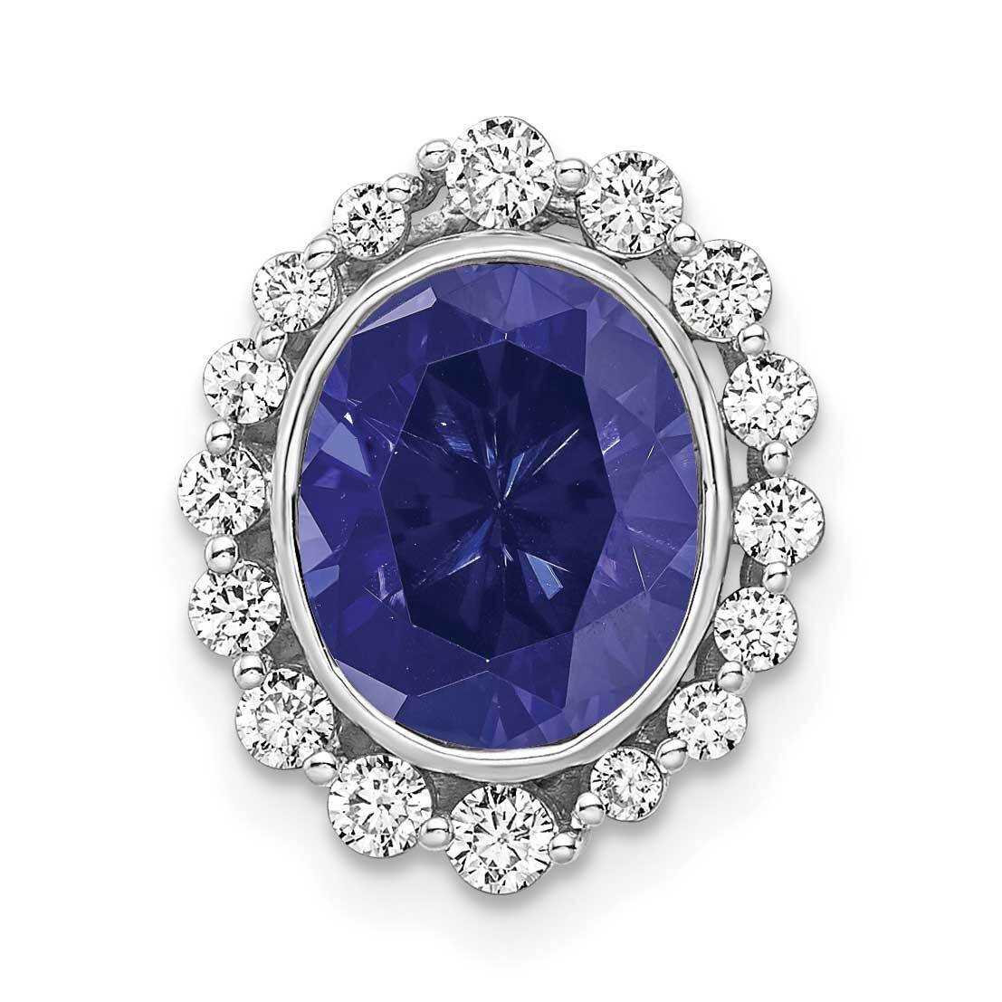 Si1/Si2, G H I, Lab Created Sapphire Oval Pendant 14k White Gold Lab Grown Diamond PM7985-CSA-046-WLG