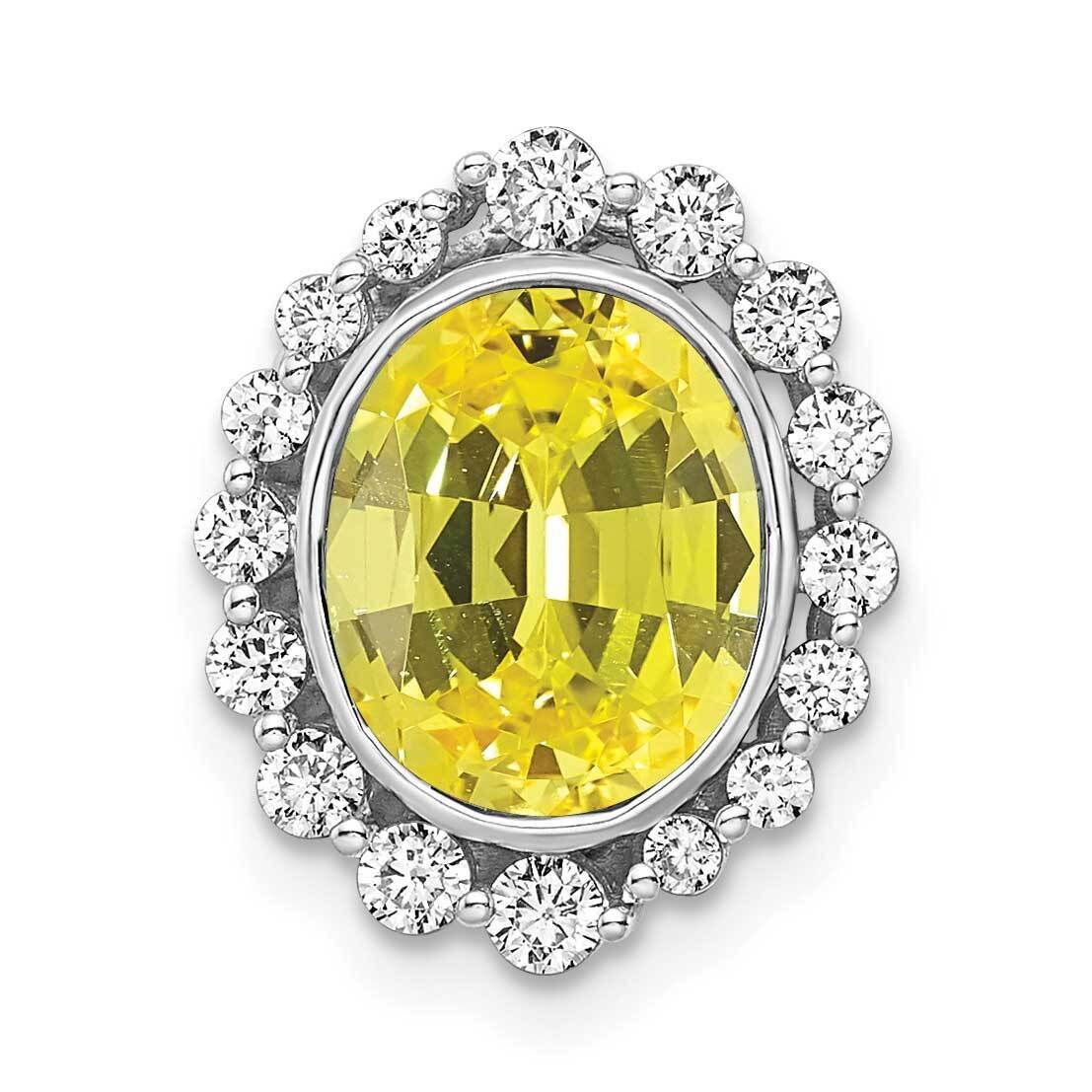 Si1/Si2, G H I, Lab Created Yellow Sapph Oval Pendant 14k White Gold Lab Grown Diamond PM7985-CYS-0…