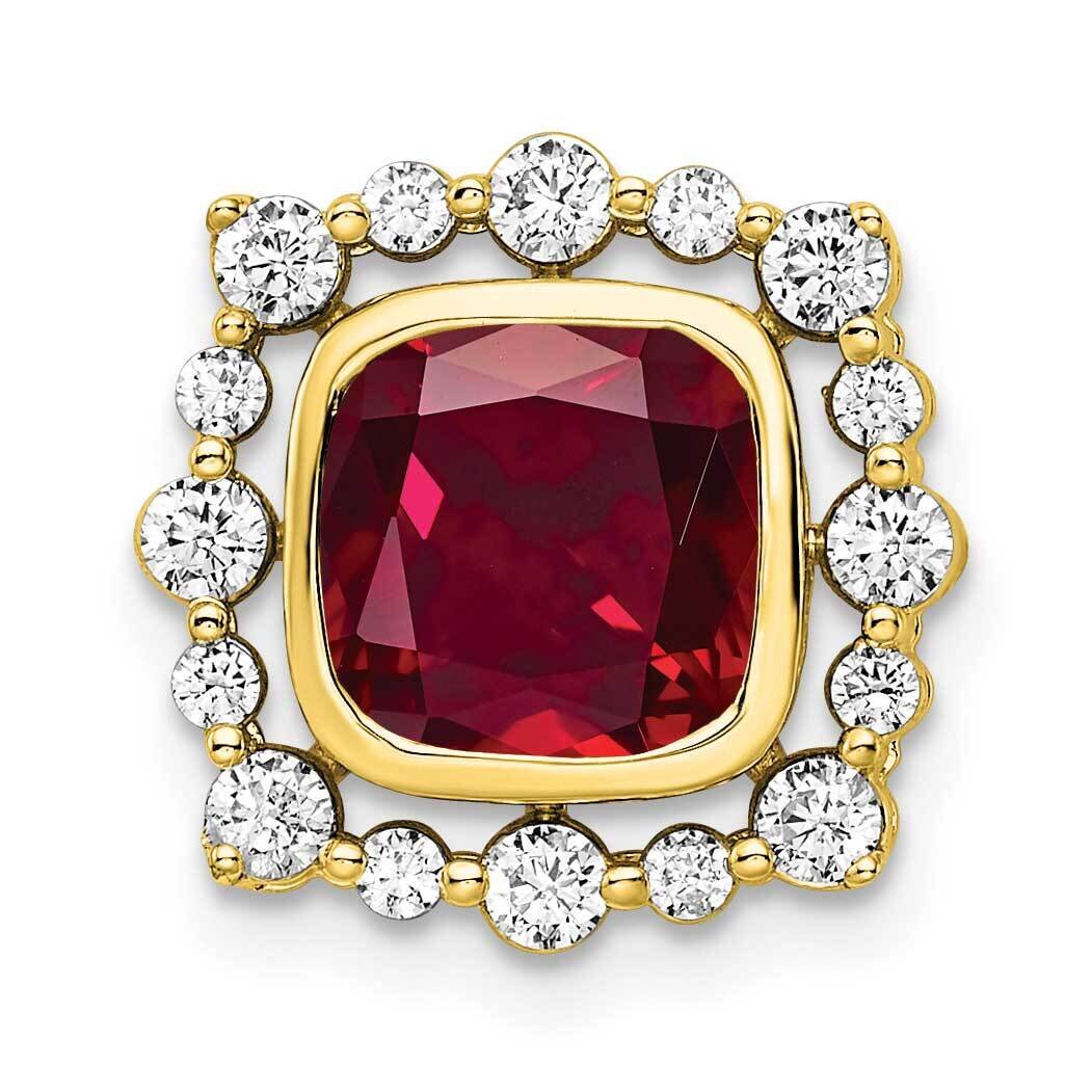 Si1/Si2, G H I, Lab Created Ruby Square Pendant 14k Gold Lab Grown Diamond PM7986-CRU-051-YLG, MPN:…