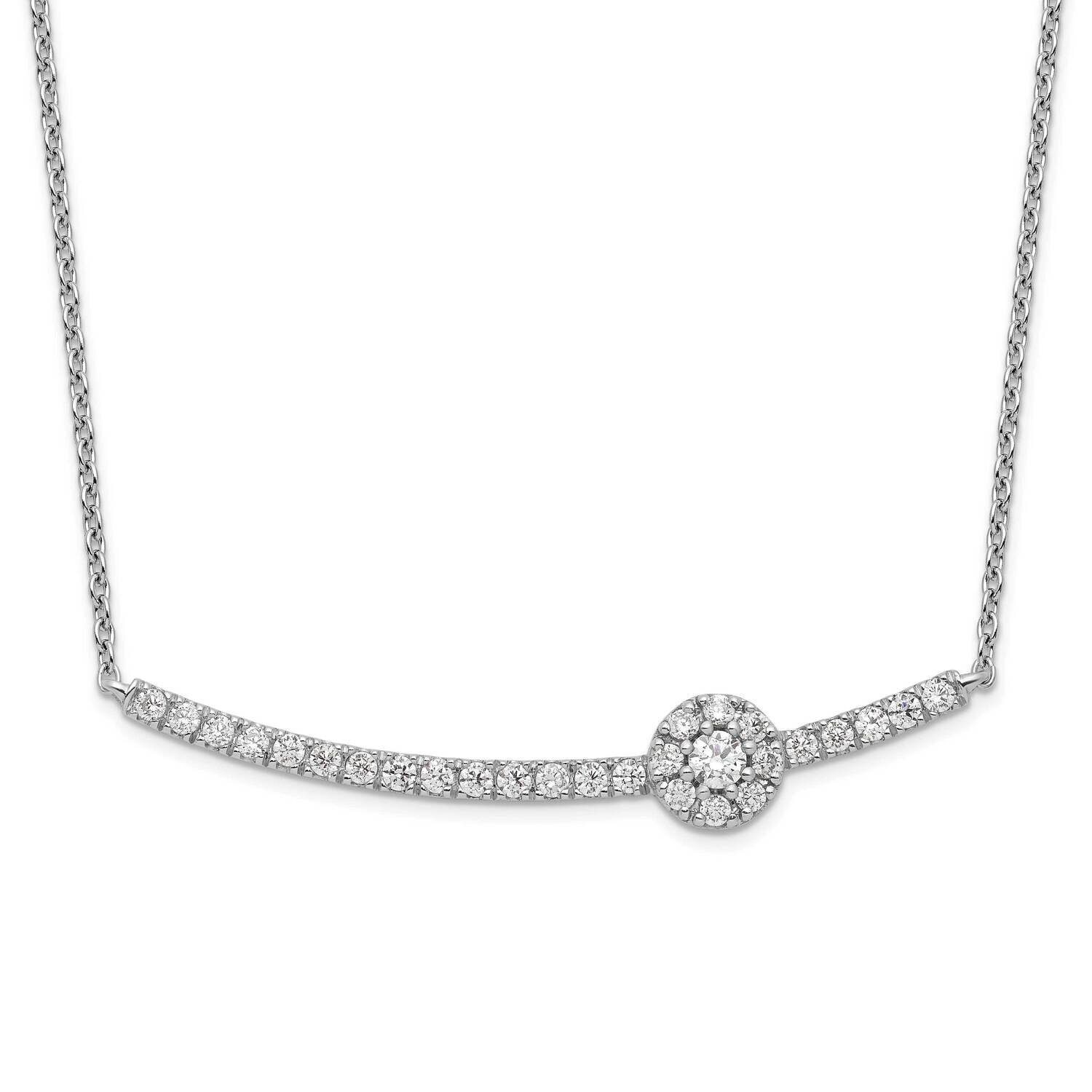 Si1/Si2, G H I, Halo Bar Necklace 14k White Gold Lab Grown Diamond PM8025-050-WLG, MPN: PM8025-050-…