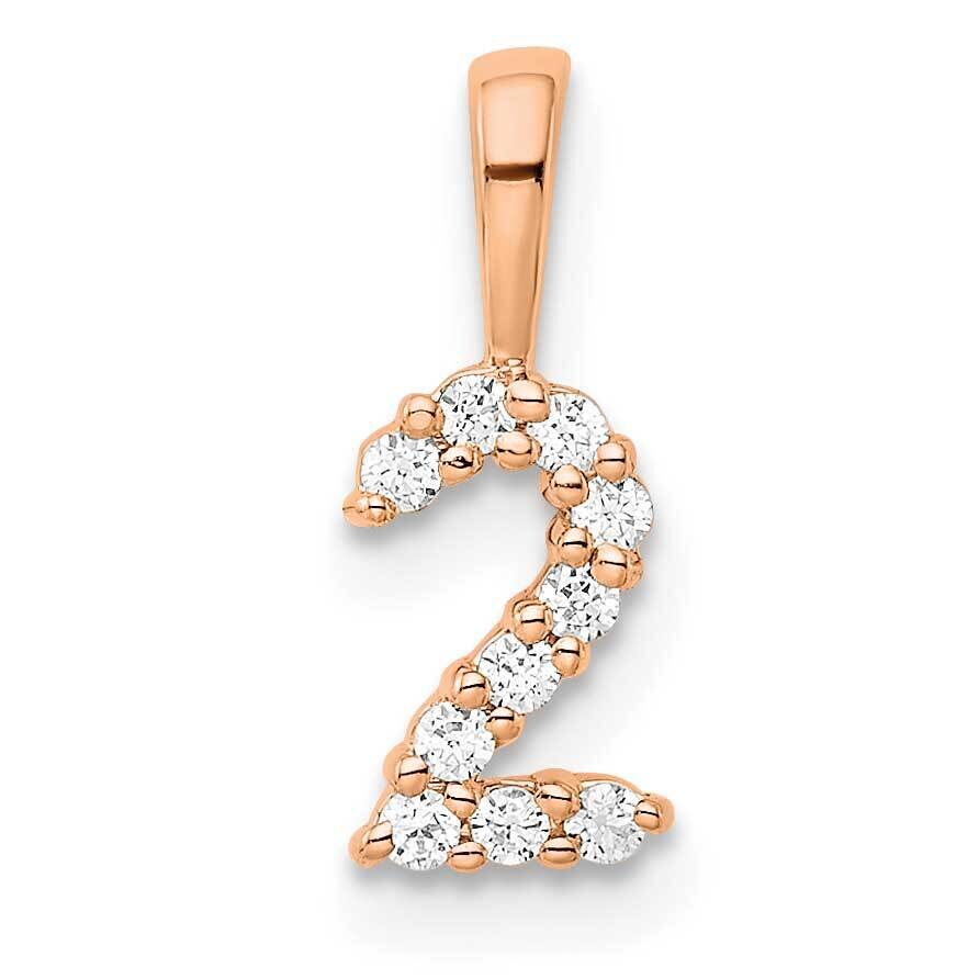 Diamond Number 2 Pendant 14k Rose Gold PM8369-2-010-RA, MPN: PM8369-2-010-RA, 196904074442
