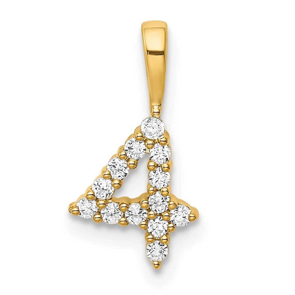 Diamond Number 4 Pendant 14k Gold PM8369-4-013-YA, MPN: PM8369-4-013-YA, 196904074404
