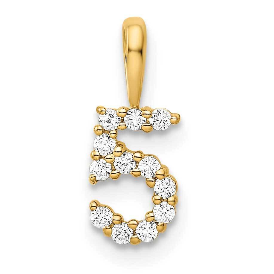 Diamond Number 5 Pendant 14k Gold PM8369-5-012-YA, MPN: PM8369-5-012-YA, 196904072271