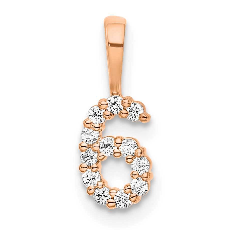 Diamond Number 6 Pendant 14k Rose Gold PM8369-6-011-RA, MPN: PM8369-6-011-RA, 196904074398