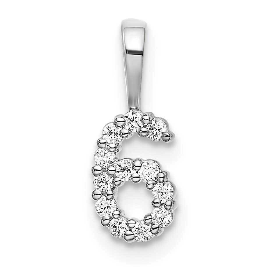 Diamond Number 6 Pendant 14k White Gold PM8369-6-011-WA, MPN: PM8369-6-011-WA, 196904076378