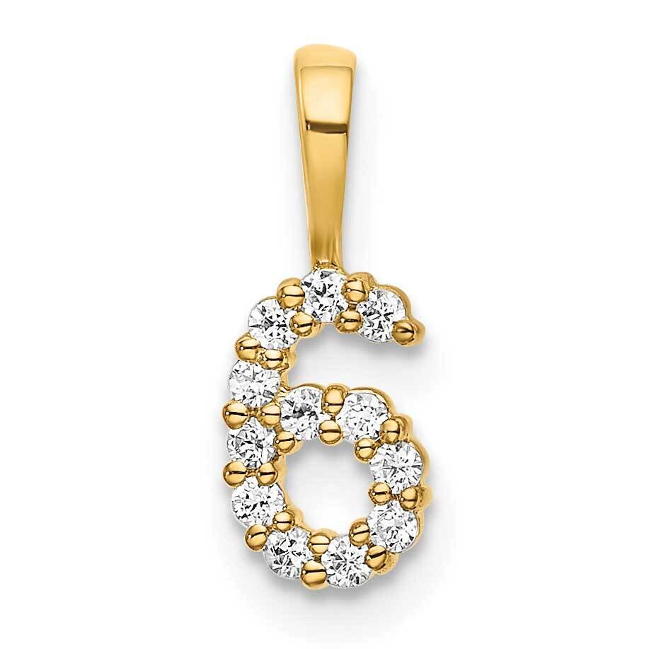 Diamond Number 6 Pendant 14k Gold PM8369-6-011-YA, MPN: PM8369-6-011-YA, 196904074374