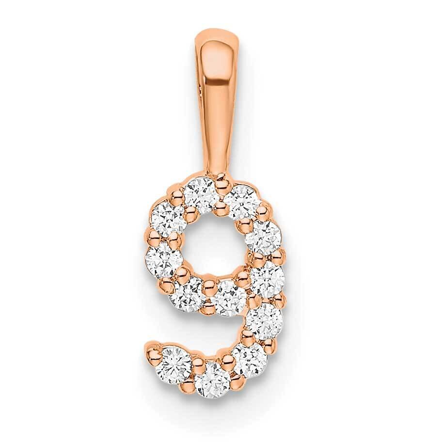 Diamond Number 9 Pendant 14k Rose Gold PM8369-9-012-RA, MPN: PM8369-9-012-RA, 196904069509