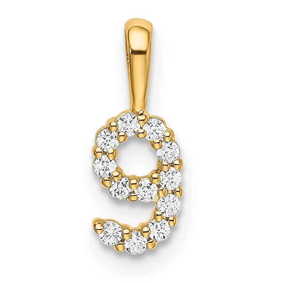 Diamond Number 9 Pendant 14k Gold PM8369-9-012-YA, MPN: PM8369-9-012-YA, 196904069516