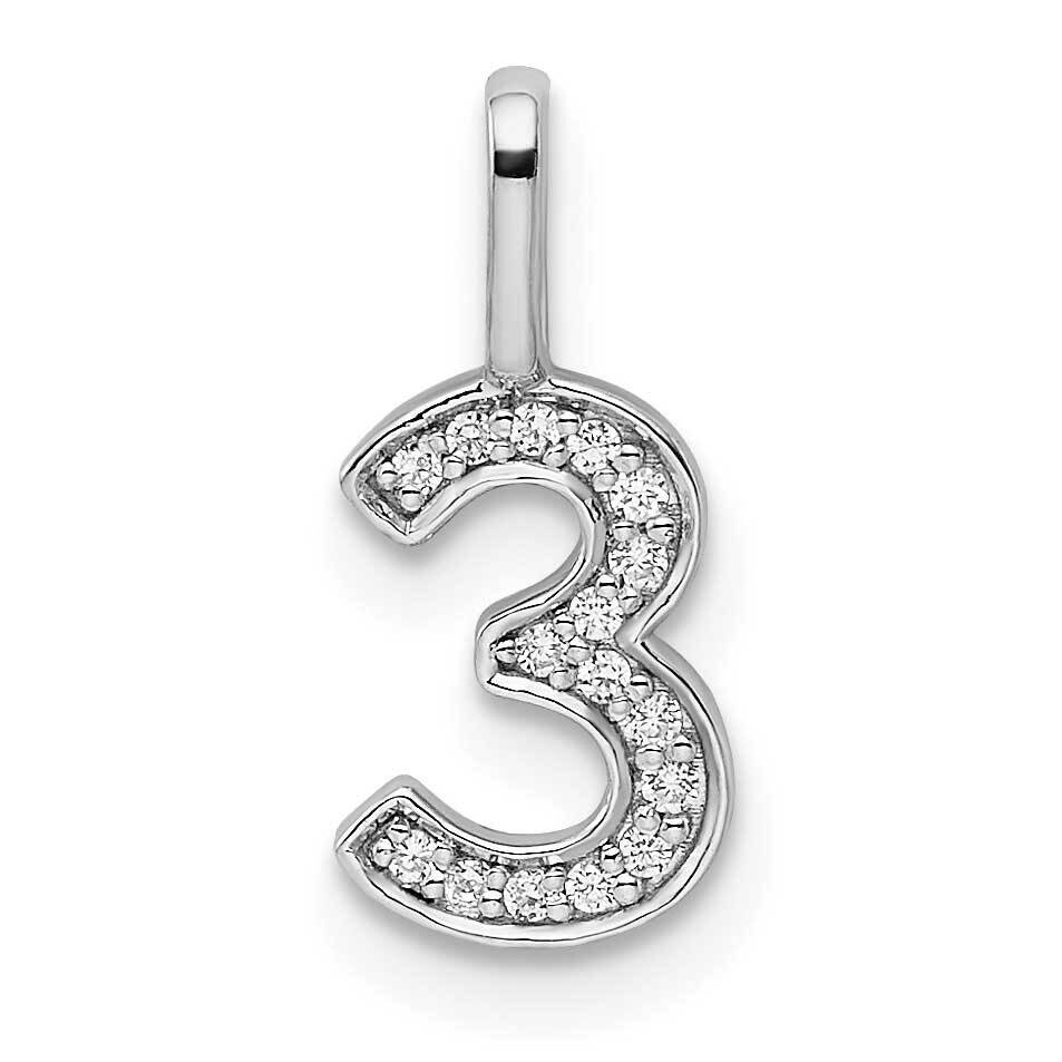 Diamond Number 3 Pendant 14k White Gold PM8370-3-006-WA, MPN: PM8370-3-006-WA, 196904070567