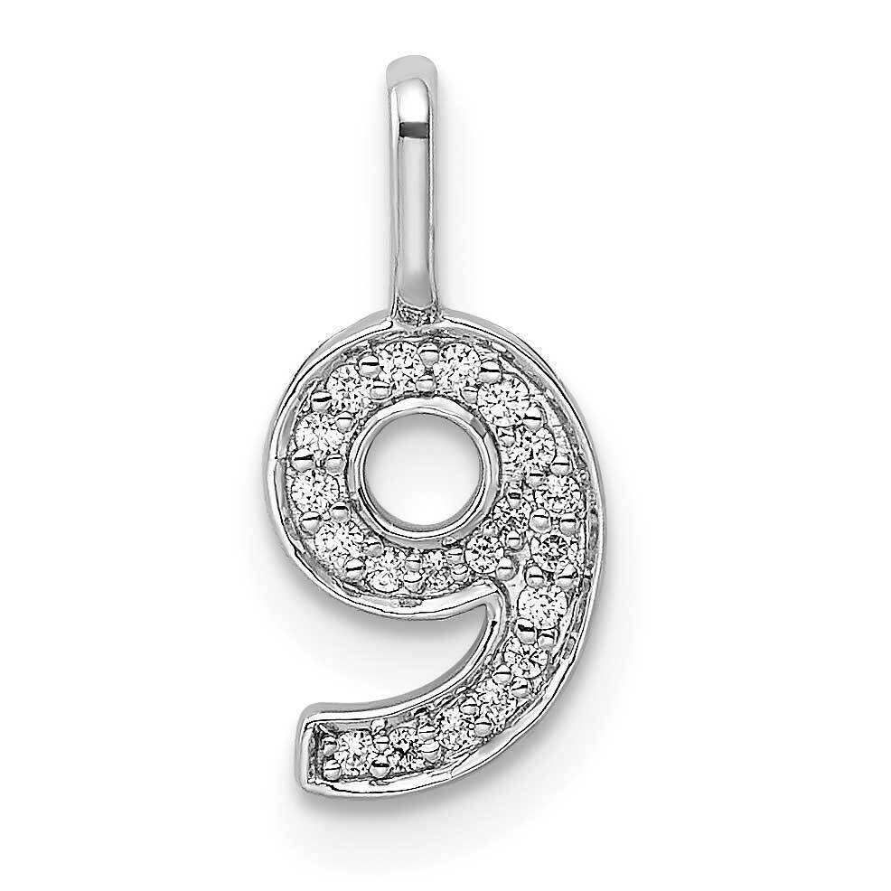 Diamond Number 9 Pendant 14k White Gold PM8370-9-009-WA, MPN: PM8370-9-009-WA, 196904071281