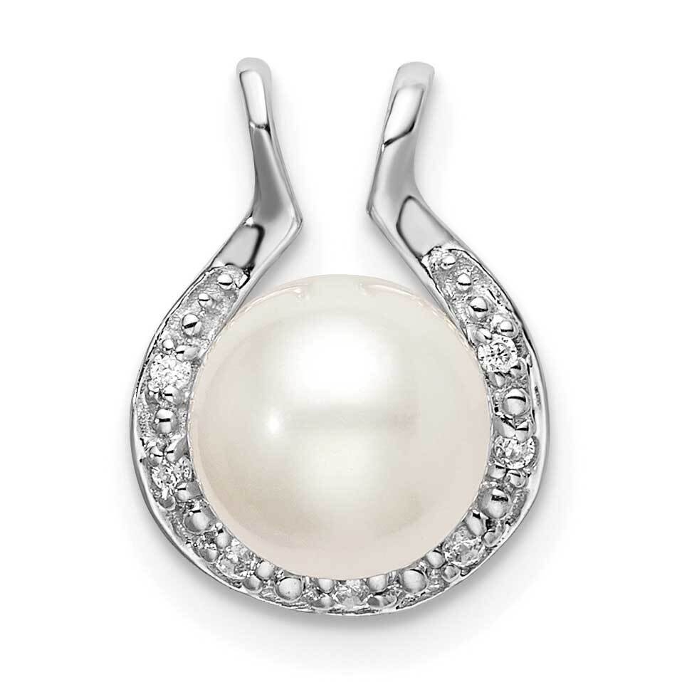 Freshwater Cultured Pearl &amp; Diamond Chain Slide 14k White Gold PM8475-005-WA, MPN: PM8475-005-WA,