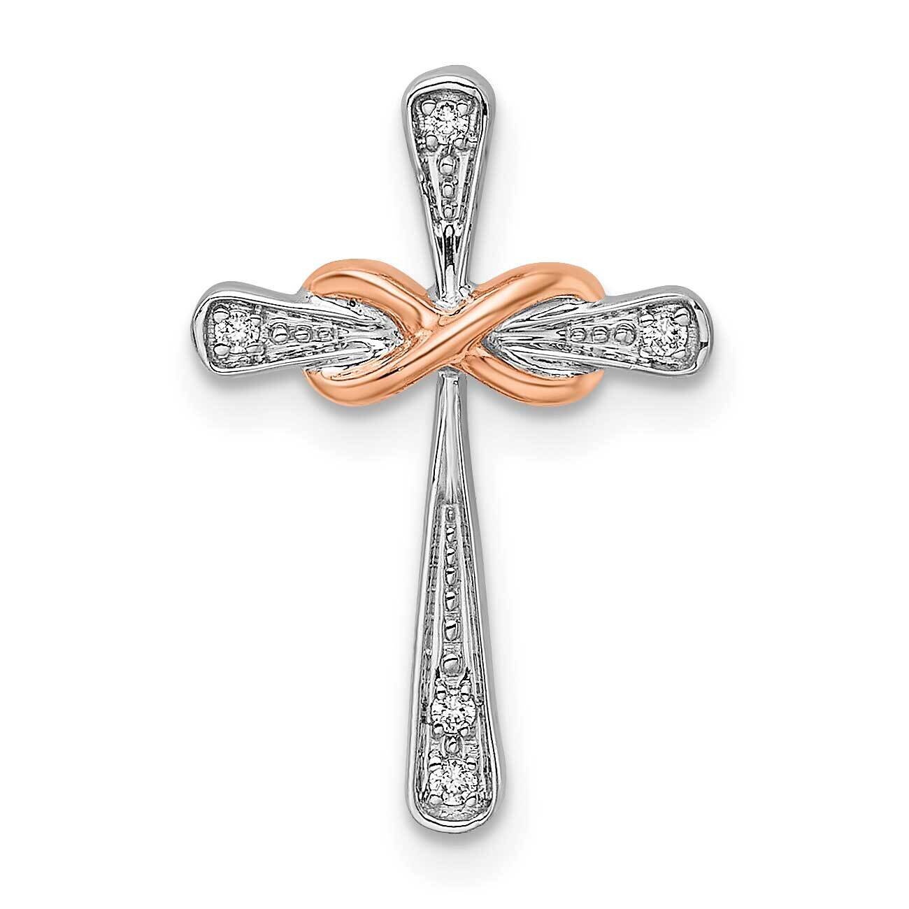 White &amp; Rose Cross with Infinity Diamond Chain Slide 14k Two-tone Gold PM8487-002-WRA