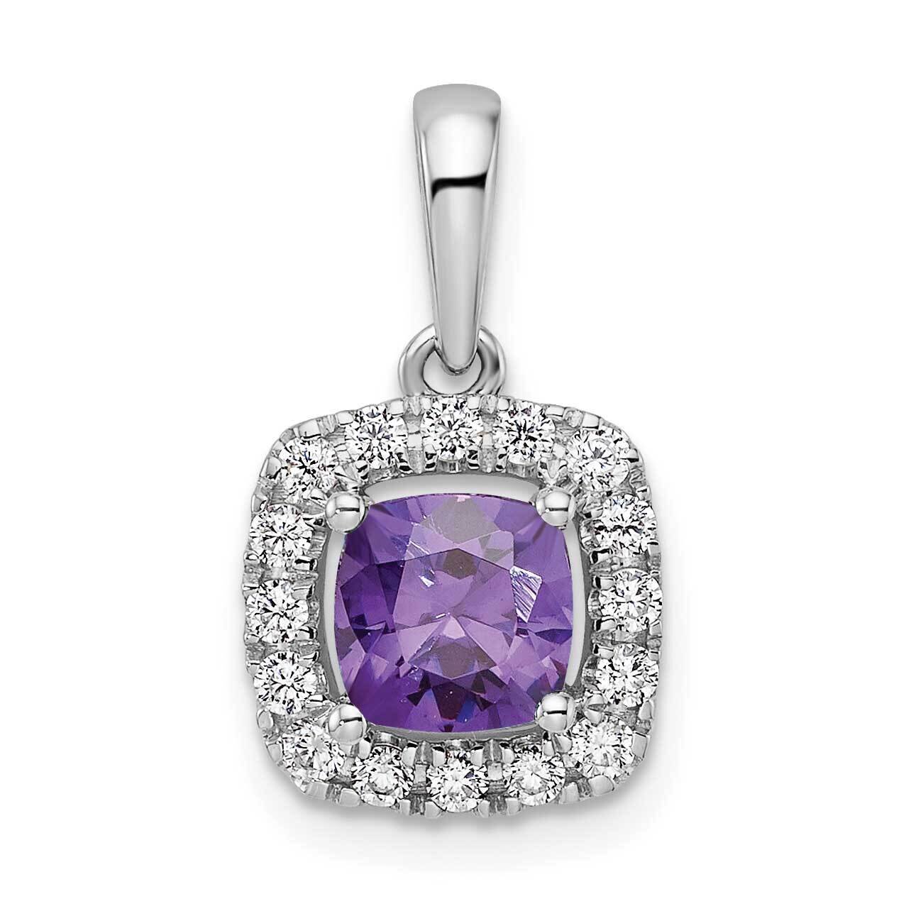Amethyst Halo Pendant 14k White Gold Lab Grown Diamond PM9037-AM-028-WLG, MPN: PM9037-AM-028-WLG, 8…
