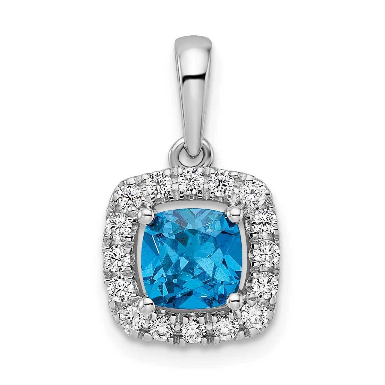 Blue Topaz Halo Pendant 14k White Gold Lab Grown Diamond PM9037-BT-028-WLG, MPN: PM9037-BT-028-WLG,…