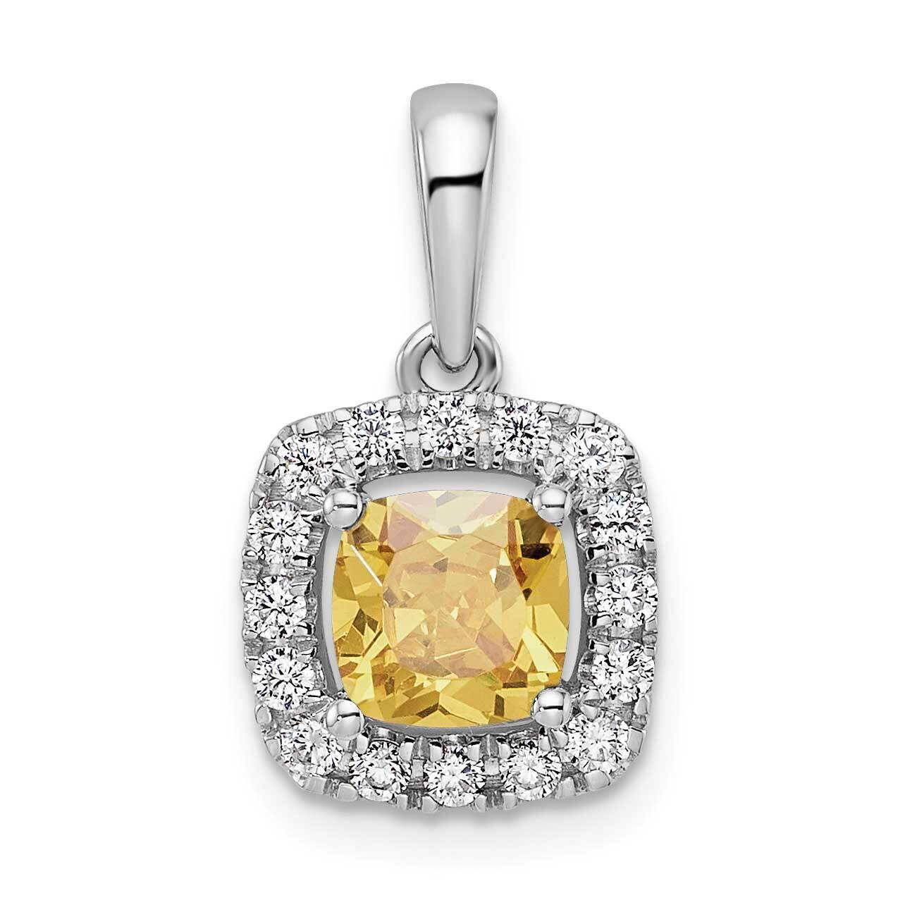 Citrine Halo Pendant 14k White Gold Lab Grown Diamond PM9037-CI-028-WLG, MPN: PM9037-CI-028-WLG, 88…