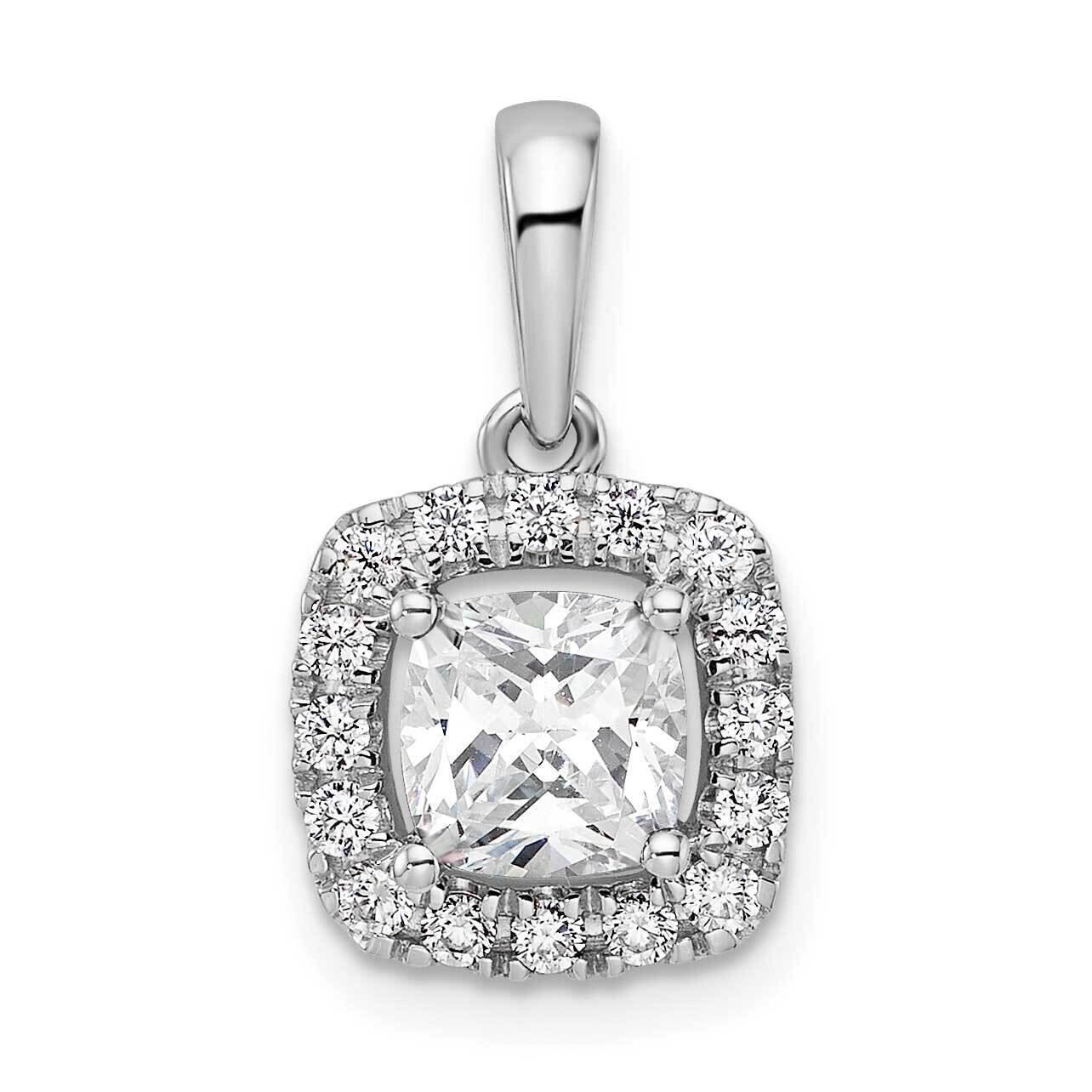 White Sapphire Halo Pendant 14k White Gold Lab Grown Diamond PM9037-WS-028-WLG, MPN: PM9037-WS-028-…