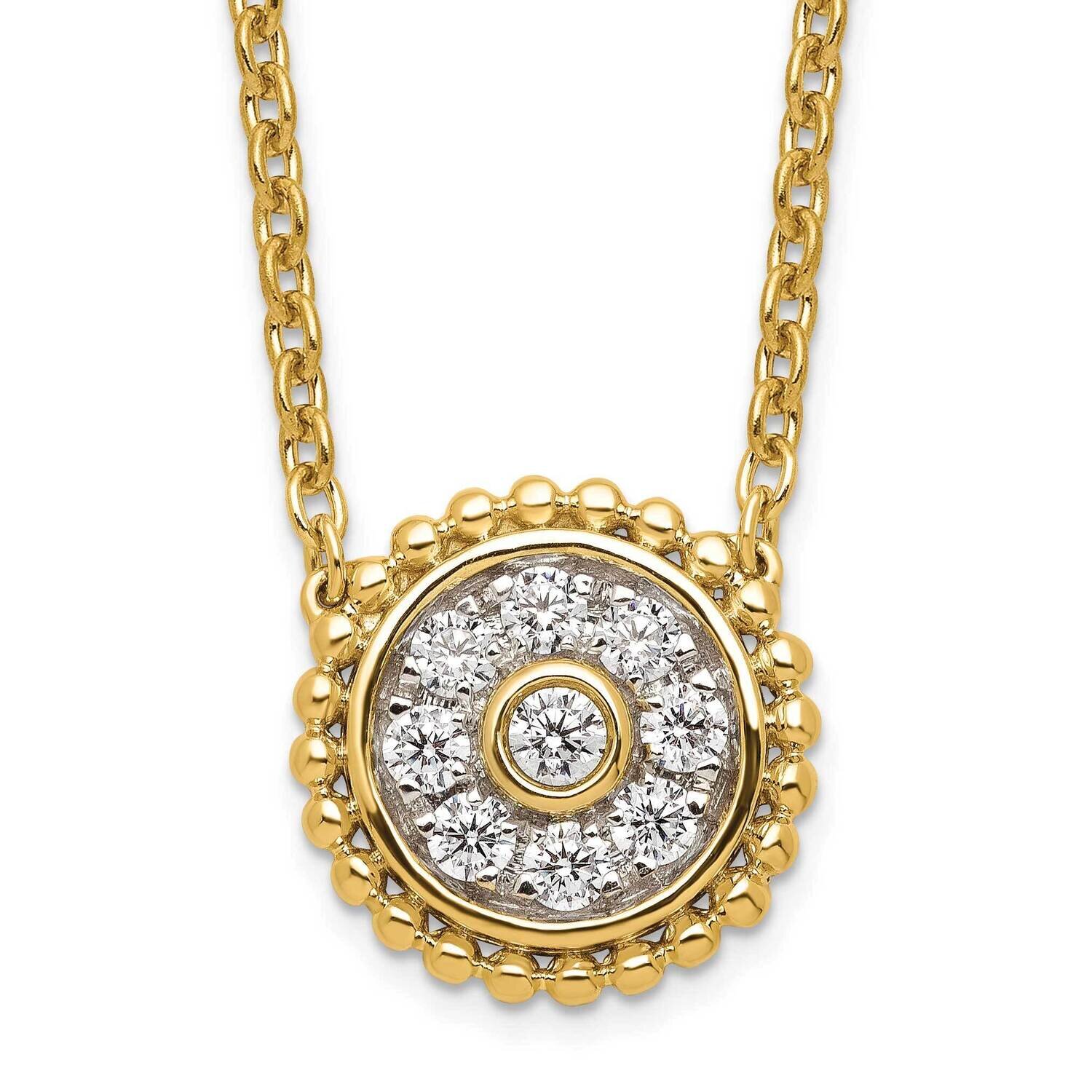 Si1/Si2, G H I, Circle Necklace 14k Gold Lab Grown Diamond PM9124-032-YLG-18, MPN: PM9124-032-YLG-1…