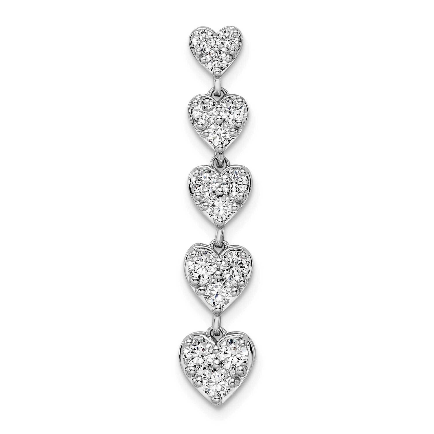 Si1/Si2, G H I, 5 Heart Stone Chain Slide Pendant 35 Inch 14k White Gold Lab Grown Diamond PM9138-1…