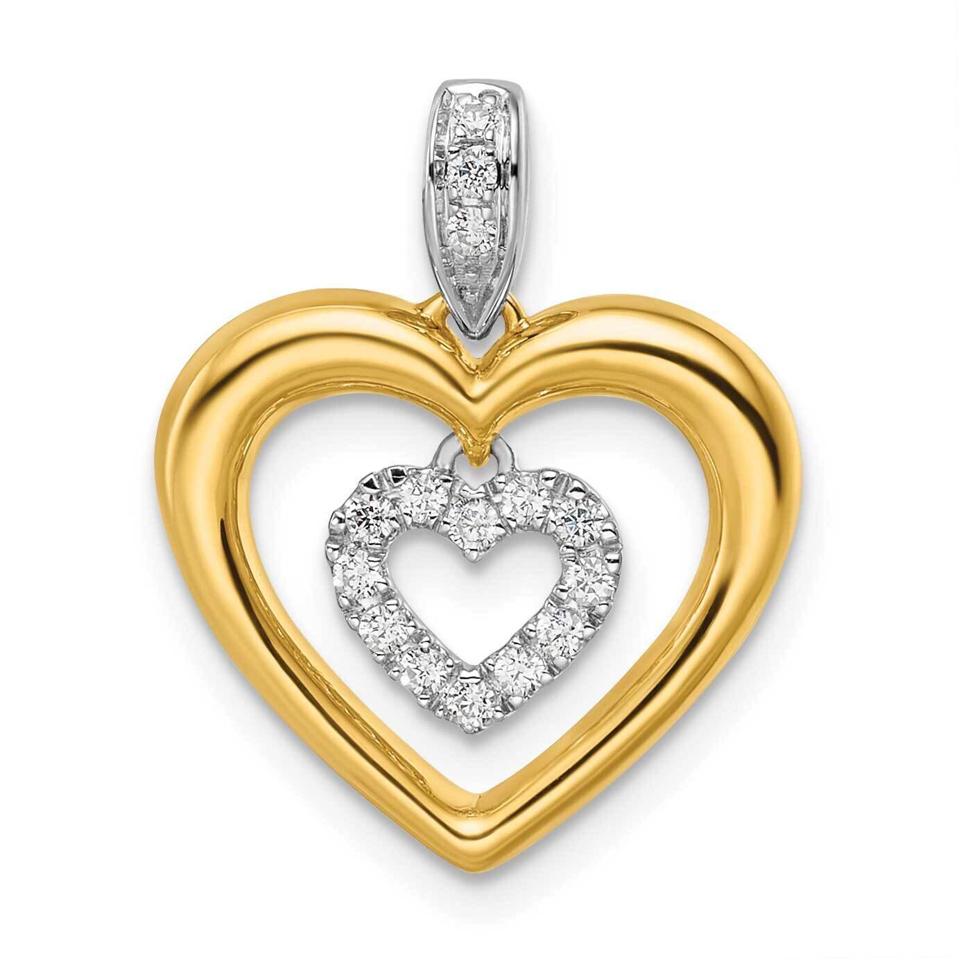 Si1/Si2, G H I, Dangle Heart In Heart Pendant 14k Gold Lab Grown Diamond PM9140-016-YWLG, MPN: PM91…
