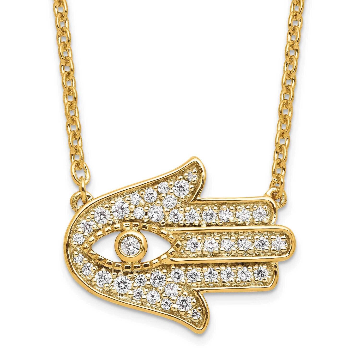 Si1/Si2, G H I, Hamsa Necklace 14k Gold Lab Grown Diamond PM9145-028-YLG-18, MPN: PM9145-028-YLG-18…
