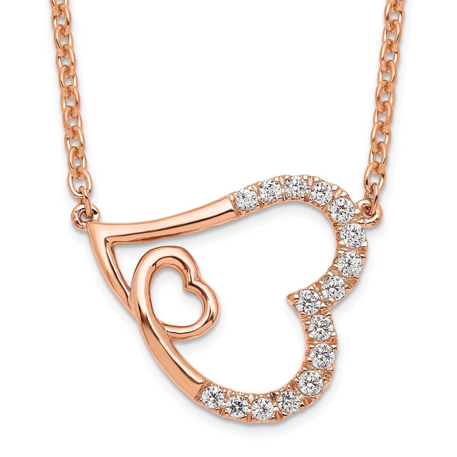 Si1/Si2, G H I, Intertwined Hearts Necklace 14k Gold Lab Grown Diamond PM9147-025-RLG-18