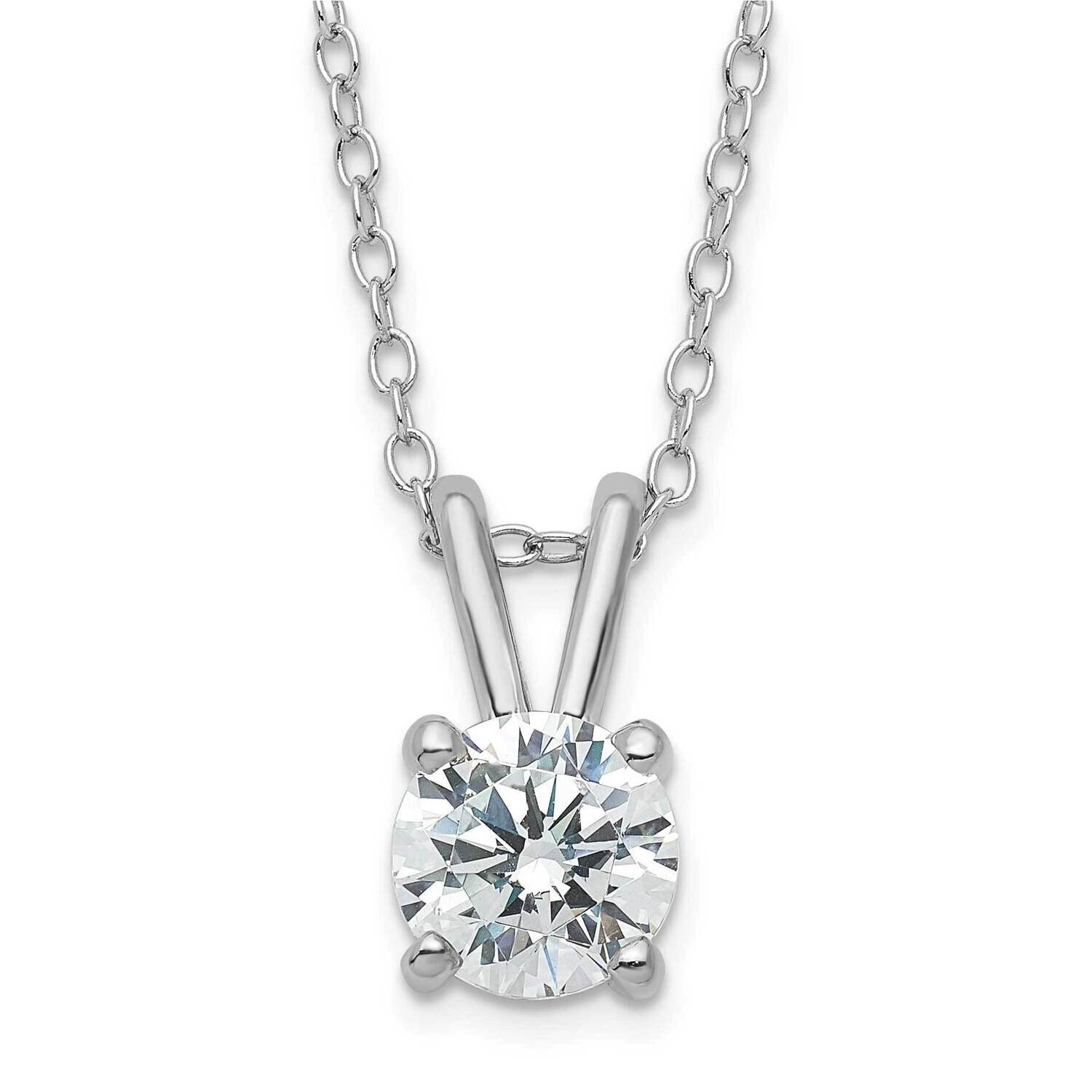 Diamonore 6.5mm Solitare Necklace Sterling Silver Rhodium-plated PXS2733/DAWT-SSDM