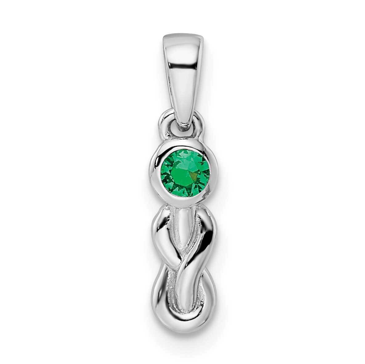 Created Emerald Infinity Birthstone Pendant Sterling Silver Rhodium-plated QBPD34MAY, MPN: QBPD34MA…