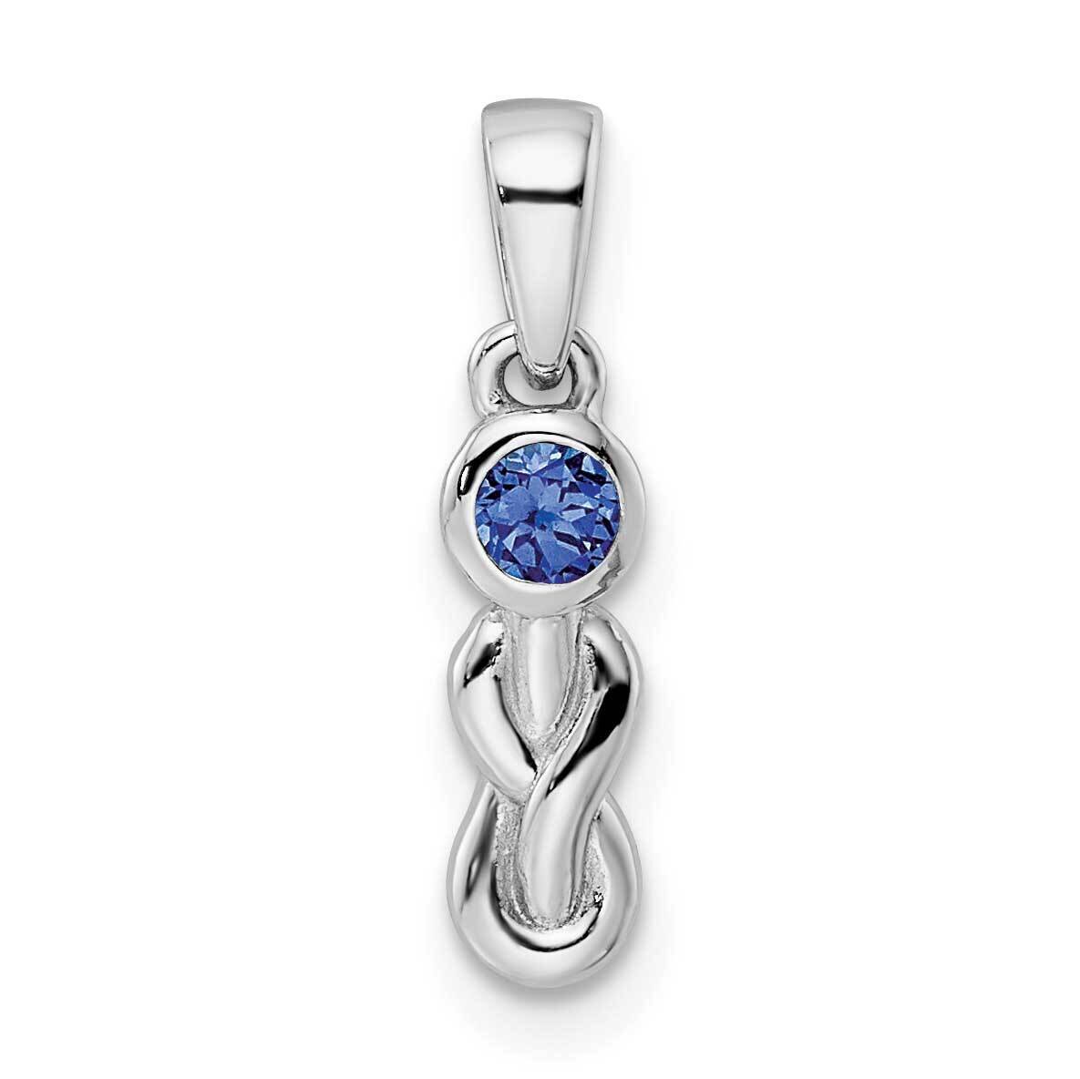 Cr Sapphire Infinity Birthstone Pendant Sterling Silver Rhodium-plated QBPD34SEP